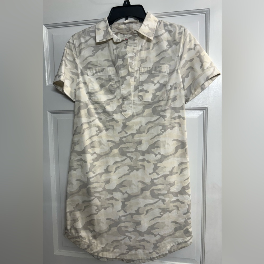 Vineyard Vines Cream Camo Shirt Dress size 2
